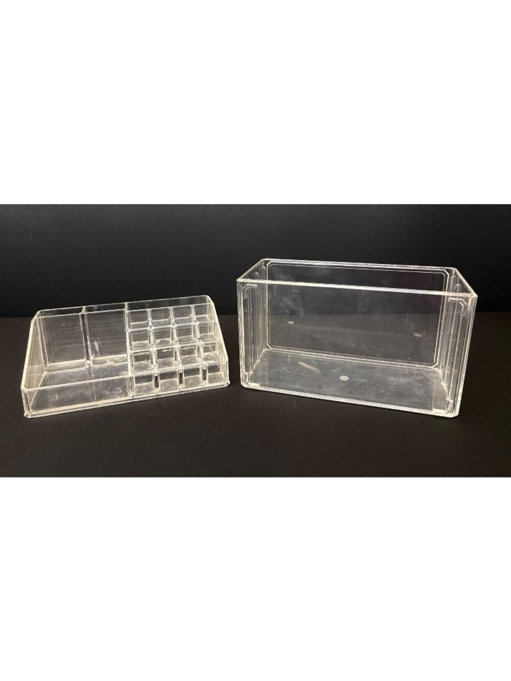 Clear Acrylic Multi-Compartment Makeup Organizer Rectangular Bin Storage Vanity